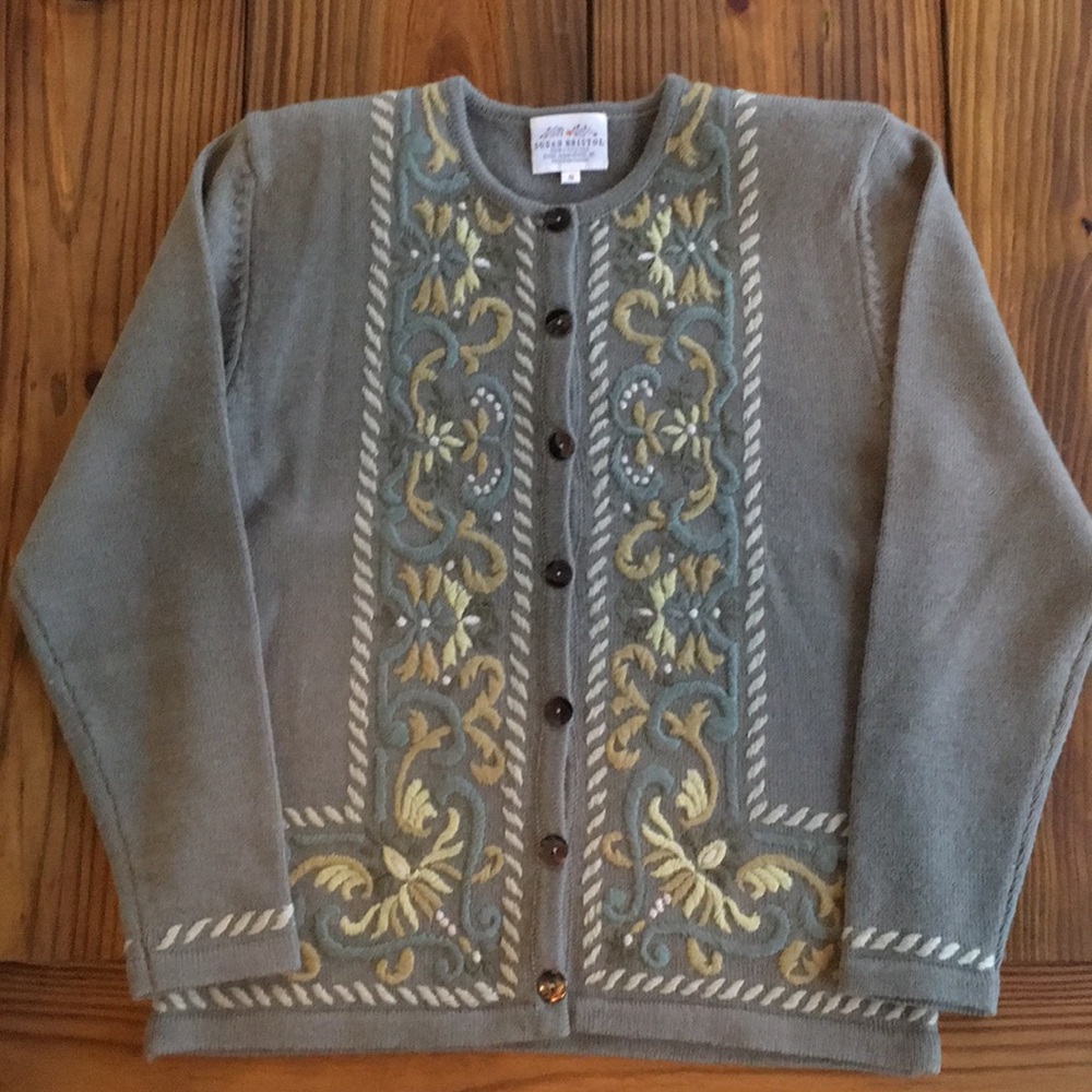 Vintage Hand Embroidered Susan Bristol Cardigan